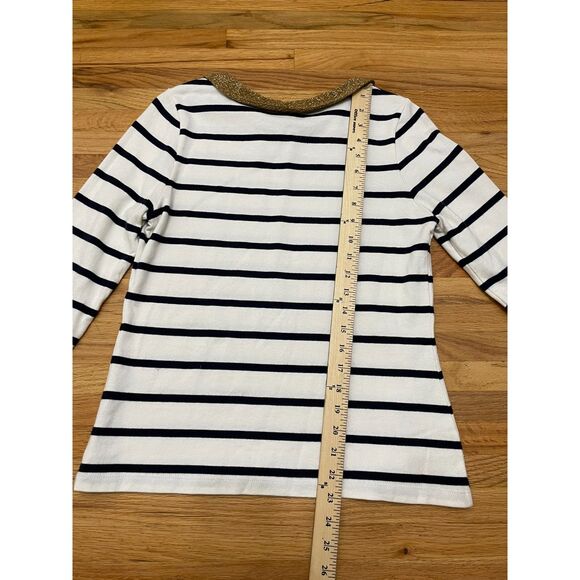 Boden Women's 8 White Sweater Cotton Knit Classic Striped Peter Pan Collared - Picture 7 of 10